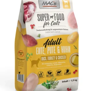 Sparpaket 2 x 1,5 kg Mac's Ente, Pute & Huhn Adult Katzen Trockenfutter Nur Heute